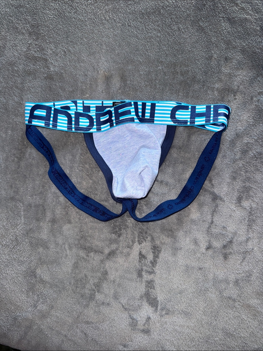 Andrew Christian Striped Blue & Navy Jockstrap